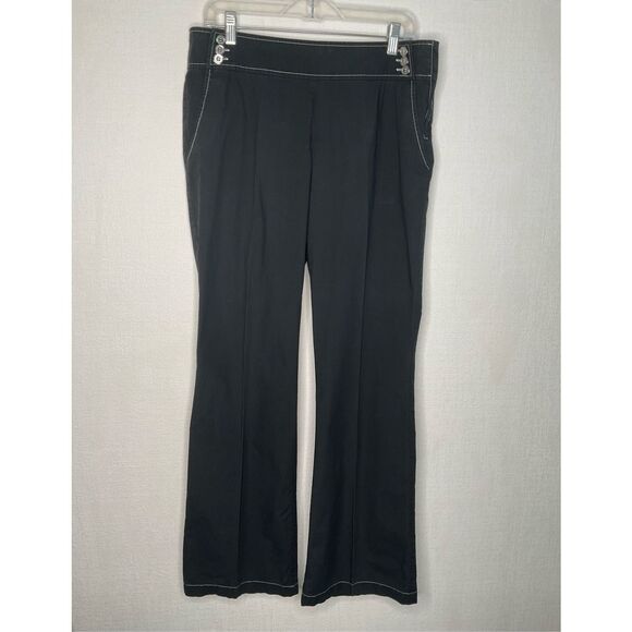 LAFAYETTE 148 Pants Women's size 8 Black Side Zip Wide‎ Leg Cotton BLEEKER - Picture 1 of 9